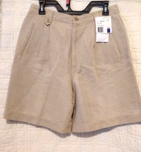 NWT Vintage 90s Lizsport Liz Claiborne Linen Blend High Waist Short SZ 12 Pleats - Picture 1 of 7