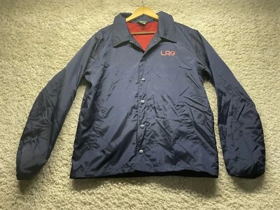 LRG Lifted Research Group Navy Blue Snap Down Windbreaker Jacket Size Large GUC - Image 1 of 4