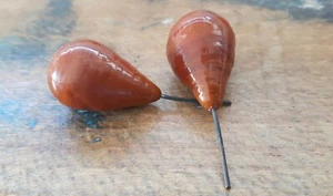 ♥Nr. D21- Alte Glasanhänger Tropfen braun Lampwork 2 Stück 26 x 16  mm♥ - Bild 1 von 2
