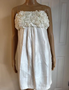 Alexia Admor Strapless Ruffle Bouquet of Rosette Ivory Dress Womens Small - Picture 1 of 11