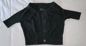 Dunkelgrüne Damen-Cardigan 3/4"-Ärmel gerippte Kanten Knopfleiste Mossimo groß - Bild 1 von 5