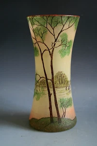 ANTIQUE ART DECO ENAMEL GLASS VASE POSSIBLY LEGRAS - Picture 1 of 4