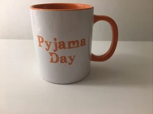Pyjama Day Mug in White & Orange - ideal for your cuppa on those lazy duvet days - Bild 1 von 6