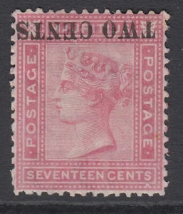 SG 119a Mauritius 1891. 2c on 17c rose, surcharge inverted. Lightly mounted... - Picture 1 of 1