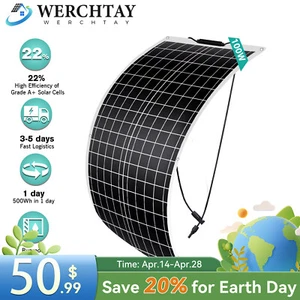 100W Watt Flexible Mono Solar Panel 12V Volt Car Boat RV Home Rooftop Camping - Picture 1 of 11
