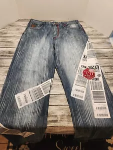 Vintage Akademiks Jeans Size 34 Men's Blue Denim AKDMKS Embossed/embroidered - Picture 1 of 12