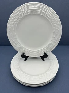 Williams Sonoma Home BAMBUS geprägter Rand ESSTELLER cremefarben 4er SET #A - Bild 1 von 14
