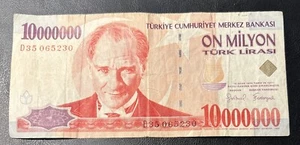 Turkey 10 Million Lira Banknote, L.1970 (1999), Used. USA SELLER - Picture 1 of 2