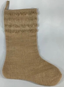 Domain Christmas Stocking Burlap Jute Country Rustic Tan Oversized 21” EUC - Picture 1 of 4