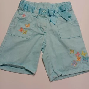 Gymboree Girls Extreme Soft Bermuda Adjustable Shorts Blue Embroidered Pockets 4 - Picture 1 of 12