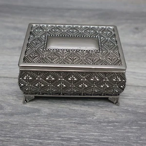 Joyero pequeño de plata con baratija ornamentado elegante decoración coleccionable - Imagen 1 de 12