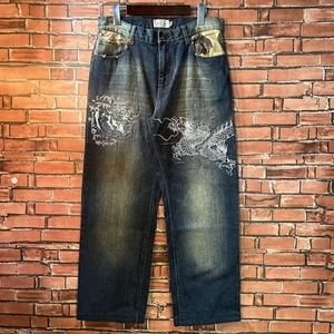 Pantalones de mezclilla rectos para hombre Karakuri Tamashii Tiger Dragon bordados Y2K 32 - Imagen 1 de 24