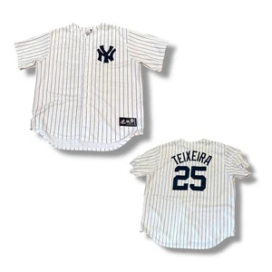 Majestic NY Yankees Teixeira #25 Pinstripe Baseball Jersey - Picture 1 of 6