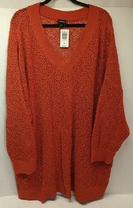 NWT TORRID Sweater Women's Size 5X Orange Rust V-Neck Open Stitch Casual Layer  - Picture 1 of 5