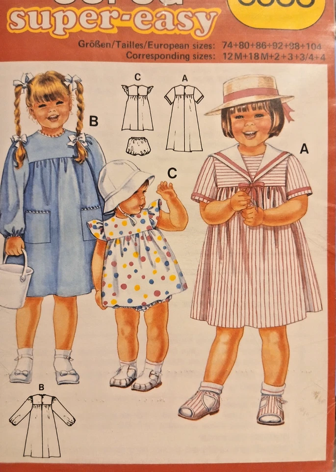 Sewing Pattern**Girls/Toddlers Dress/Panties**Age 12 Month to 4 Years*BURDA 6955 - Image 1 of 1