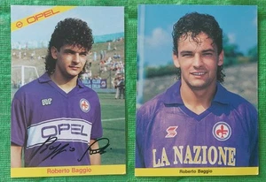 2 CARTOLINE ROBERTO BAGGIO AUTOGRAFATO SIGNED FIORENTINA 1985-86 1989-90 - Imagen 1 de 1