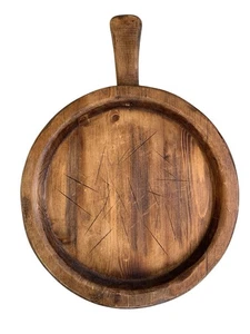 Europe2You Round Serving 19th C Timber Pizza Cheese Bread Wooden Cutting Board - Picture 1 of 6