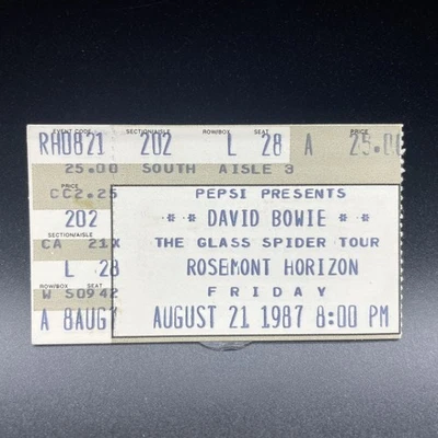 DAVID BOWIE GLASS SPIDER TOUR CONCERT TICKET STUB  AUG 21 1987 ROSEMONT, CHI, IL - Image 1 of 2
