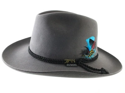 Biltmore Cougar Mens Bullet Gray Felt Fedora W/ Feathers 7 56cm - Image 1 of 4