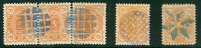 FINLAND Group of 3 diff FANCY CANCELS, nice strikes - Image 1 of 1