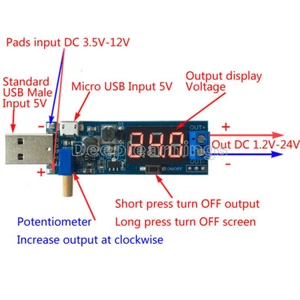 DC-DC USB Step UP/Down verstellbarer Konverter 5 V auf 1,2 V-24 V Netzteilmodul - Bild 1 von 1