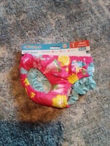 SwimSchool Reusable Swim Diaper Girls 12 mos with Elastic Waist and Leg Openings
