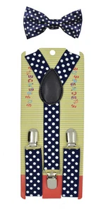 CUTE Baby Toddler Kids Children Polka dot Y-Back Elastic Suspender & Bow Tie - Picture 1 of 43