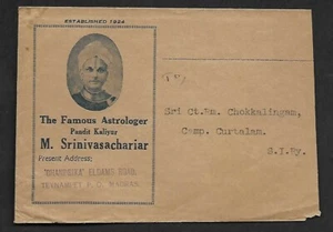 India 1944 illustrated advertisement cover FAMOUS ASTRLOGER Pandit Kaliyur - Picture 1 of 2