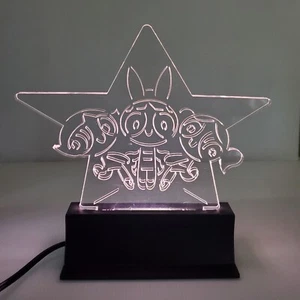 VTG 1999 Powerpuff Girls Acrylic Light Lamp Pink Cartoon Network Buzzy Trusiani - Picture 1 of 9