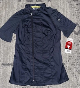 Chef Works Varkala Coat Women Gray & Natural Zip Short Sleeve Pocket Mesh XS NWT - Picture 1 of 11