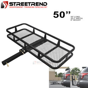 50" Blk Steel Foldable Trailer Tow Hitch Cargo Carrier Basket For 2" Receiver SE