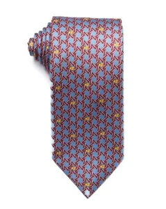 Dunhill London $215 New Red Blue Yellow Animal Print Silk Tie 3.2” Made in Italy - Picture 1 of 3