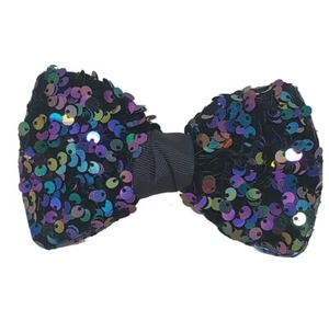 Navy Color Bow Hair Clip with Sequins, Hair Accessory, 1pc - Picture 1 of 2