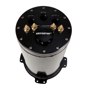 Serbatoio sovratensione carburante alluminio 2,6 L per pompe carburante gemelle 40 mm 8 porte AN 2,8 L per singole - Foto 1 di 7