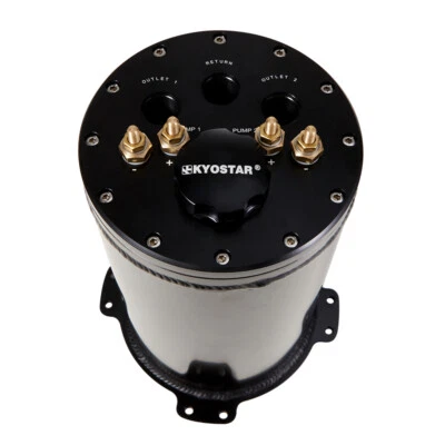 Aluminum 2.6L Fuel Surge Tank For Twin 40mm Fuel Pumps 8AN Ports 2.8L For Single - Image 1 of 4