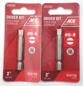 Lot of 2 Ace Hardware 2059350 #6-8 Slotted Power ScrewDriver Bits 2" Long - Picture 1 of 8