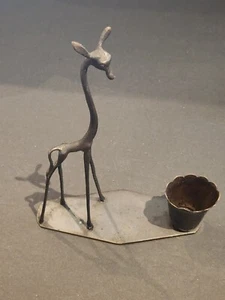 VTG Beautiful Metal Giraffe Safari Great Patina Trinket Holder Candle Decor - Picture 1 of 5