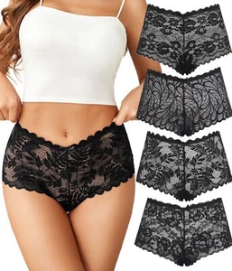 Avidlove Womens Lace Boyshort Panties Black Lingerie High Waisted Underwear B... - Picture 1 of 6