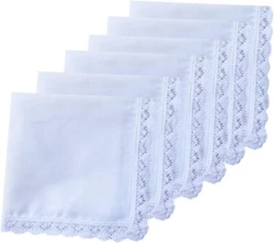 Women Handkerchiefs 100%Pure Cotton Pocket Square Hanky Handkerchief White AU - Picture 1 of 3