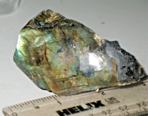 Labradorite spectrolite 1 chunk 2.62 oz blue flame + multi color polished 1 side - Picture 1 of 4
