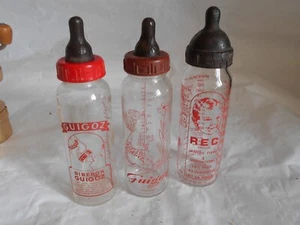 Vintage 1930s Glass Baby bottles feeding bottle French Guigoz Rec Volvic - Picture 1 of 10