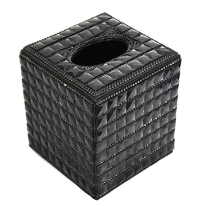 Bling Black Square Diamante Diamond Crystal Tissue Paper Case Box Holder Gift - Picture 1 of 6