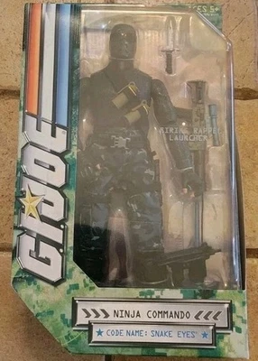 2008 G.I. JOE Ninja Commando Snake Eyes w/ Firing Rappel Launcher 12" New Sealed - Image 1 of 4
