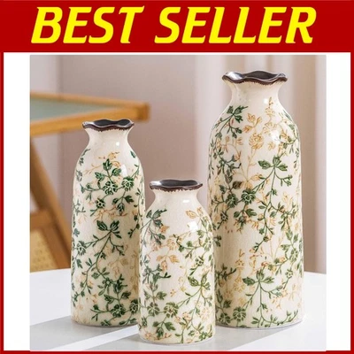 Jarrones vintage verdes y beige - Juego de 3 Foto 1 de 4