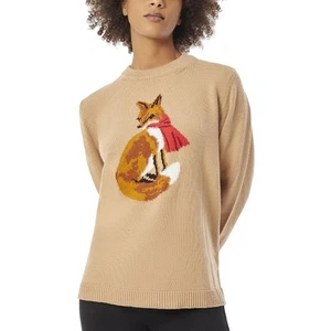 Jones New York Womens Fox Crewneck Winter Pullover Sweater BHFO 6113 - Picture 1 of 3