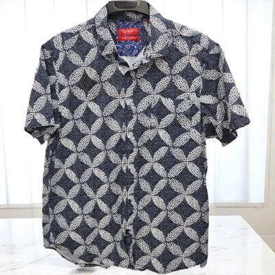 Bruno Milano Button Up Shirt Mens XL Blue White Pink Flora Modern Stretch Casual - Image 1 of 4