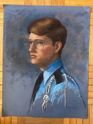 Retrato académico masculino contemporáneo papel pastel 25 x 19 Peter Feldman Gay Int Foto 1 de 4