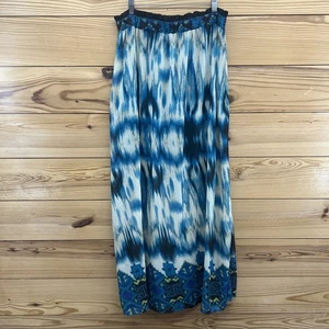 Umgee Maxi Skirt 1XL Elastic Waist Pull On Ivory Blue Brown Purple Geo Boho B183 - Picture 1 of 13