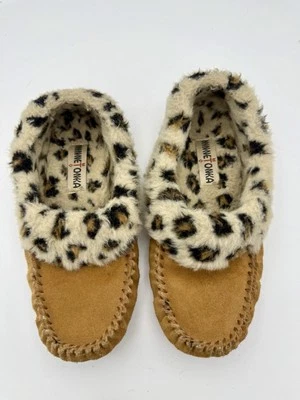 Minnetonka MOCASINES Zapatillas Mujer Talla 8 GAMUZA SHERPA Estampado Animal 1510G Foto 1 de 4