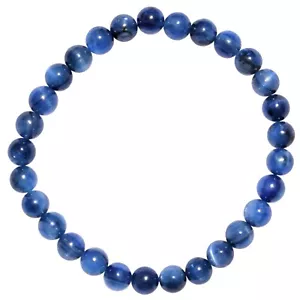 CHARGED Premium Blue Kyanite 6mm Stretchy Bracelet + Baby Selenite Puffy Heart - Bild 1 von 8